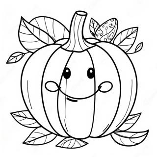 Smiling Pumpkin With Leaves Coloring Page 99058-37757