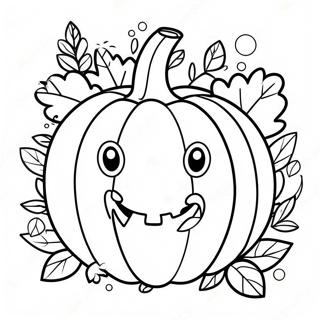 Smiling Pumpkin With Leaves Coloring Page 99058-37758