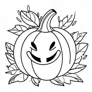 Smiling Pumpkin With Leaves Coloring Page 99058-37759