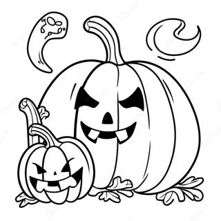 Spooky Pumpkin With Ghosts Coloring Page 99059-37762