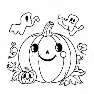 Spooky Pumpkin With Ghosts Coloring Page 99059-37764