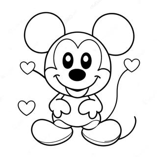 Cute Mickey Mouse With Hearts Coloring Page 99136-37817