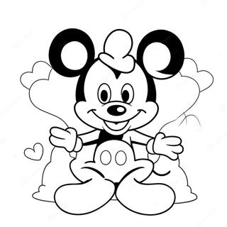 Cute Mickey Mouse With Hearts Coloring Page 99136-37819