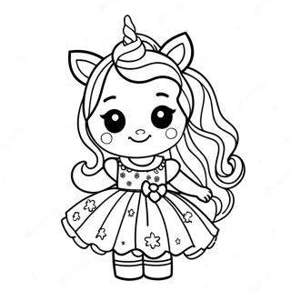 Unicorn Girl In A Sparkling Dress Coloring Page 99189-37862