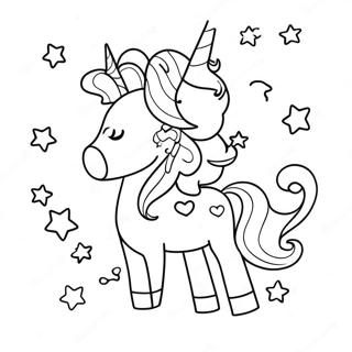 Playful Unicorn Girl With Stars Coloring Page 99190-37865