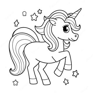 Playful Unicorn Girl With Stars Coloring Page 99190-37867