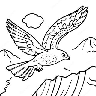 Peregrine Falcon Soaring Over Mountains Coloring Page 99243-37909