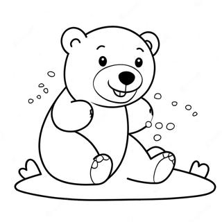 Playful Polar Bear Cub Playing In The Snow Coloring Page 99499-38107