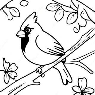 Beautiful Cardinal Perched On A Branch Coloring Page 99625 38392