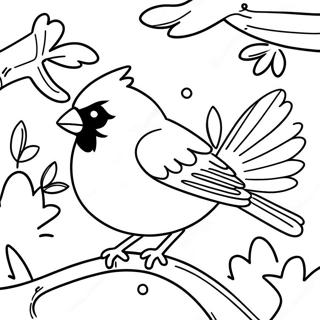 Cardinal Bird In Winter Scene Coloring Page 99626-38396
