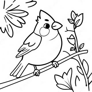 Colorful Male Cardinal Singing Coloring Page 99628-38403