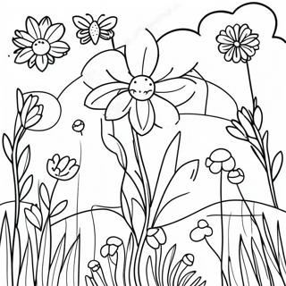 Colorful Wildflower Meadow Coloring Page 99705 38461