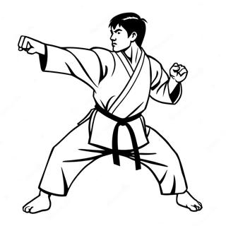 Dynamic Karate Pose Coloring Page 99987-38674