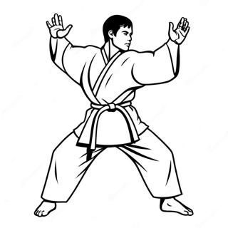 Dynamic Karate Pose Coloring Page 99987-38676