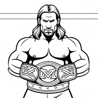 Triple H Holding Two Belts Coloring Page 99 2379